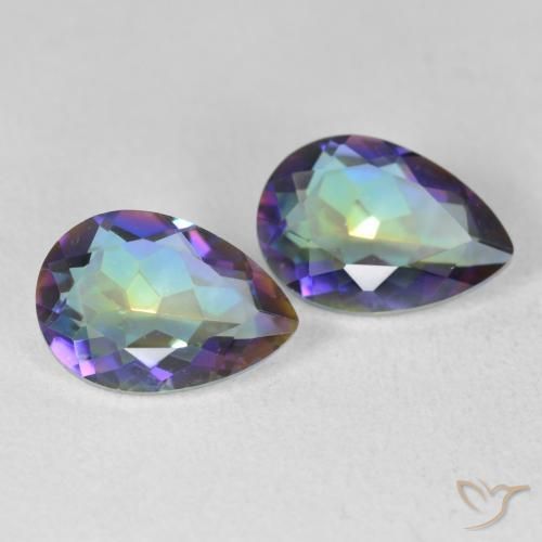 3.42 ctw Multicolor Mystic Quartz Stones, Natural Mystic Quartz in Pear Facet Shape for Sale