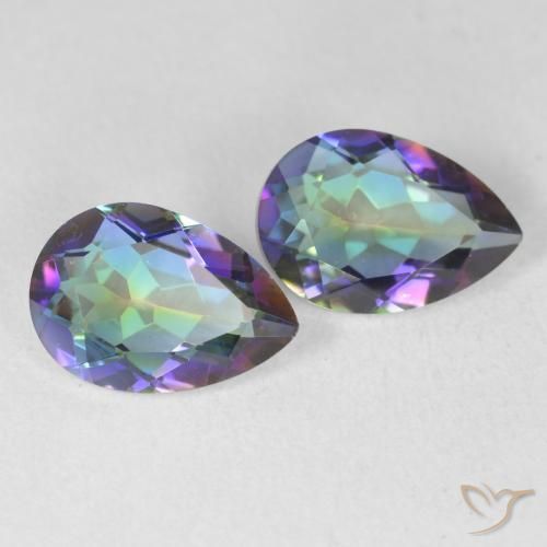 3.37 ctw Multicolor Mystic Quartz Stones, Natural Mystic Quartz in Pear Facet Shape for Sale