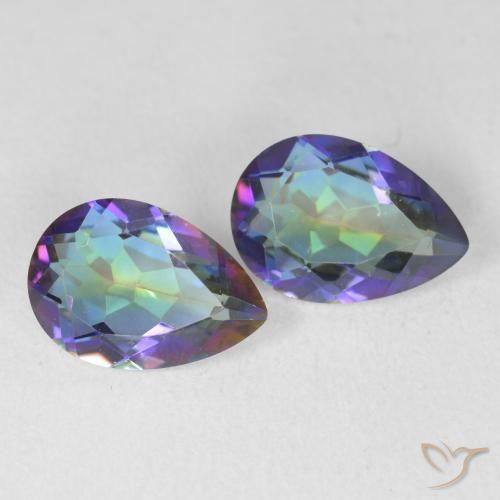 3.40 ctw Multicolor Mystic Quartz Stones, Natural Mystic Quartz in Pear Facet Shape for Sale