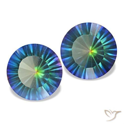 3.27 ctw Multicolor Mystic Quartz Stones, Natural Mystic Quartz in Round Concave Cut Shape for Sale