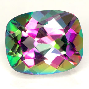 6.40 ct Multicolor Mystic Topaz Gemstone, Mystic Topaz Gem in Cushion-Cut Shape for Sale.