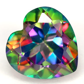 4.56 ct Multicolor Mystic Topaz Gemstone, Mystic Topaz Gem in Heart Facet Shape for Sale.