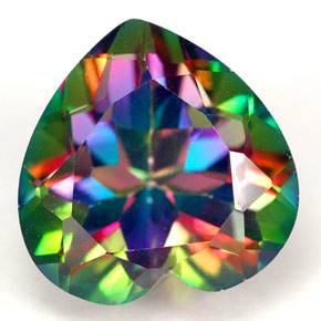 4.56 ct Multicolor Mystic Topaz Stone, Natural Mystic Topaz in Heart Facet Shape for Sale
