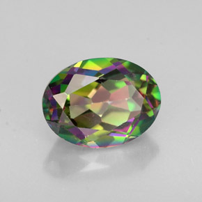 1.64 ct Multicolor Mystic Topaz Stone, Natural Mystic Topaz in Oval Facet Shape for Sale