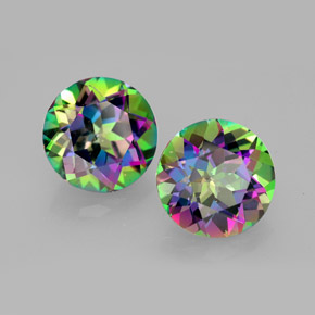 8.59 ct Multicolor Mystic Topaz Stone, Natural Mystic Topaz in Round Facet Shape for Sale