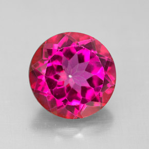 4.68 ct Red Mystic Topaz Gemstone, Mystic Topaz Gem in Round Facet Shape for Sale.