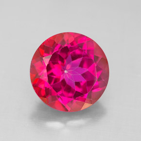 4.69 ct Red Mystic Topaz Gemstone, Mystic Topaz Gem in Round Facet Shape for Sale.