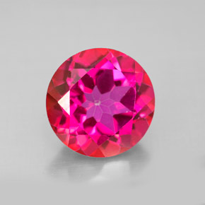 4.55 ct Red Mystic Topaz Gemstone, Mystic Topaz Gem in Round Facet Shape for Sale.