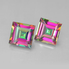 4.07 ct Multicolor Mystic Topaz Gemstone, Mystic Topaz Gem in Square Facet Shape for Sale.