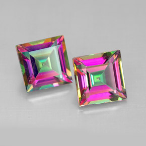 4.07 ct Multicolor Mystic Topaz Stone, Natural Mystic Topaz in Square Facet Shape for Sale