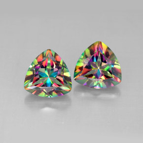 Multicolor Mystic Topaz 2.8 Carat (2 pcs) Trillion from Brazil Gemstones