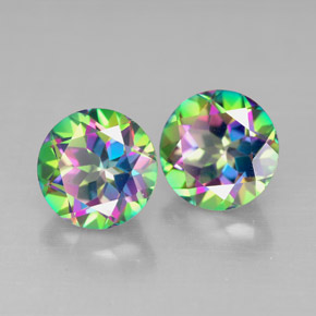 3.25 ct Multicolor Mystic Topaz Stone, Natural Mystic Topaz in Round Facet Shape for Sale