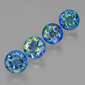 5.51 ct Multicolor Mystic Topaz Stone, Natural Mystic Topaz in Round Facet Shape for Sale