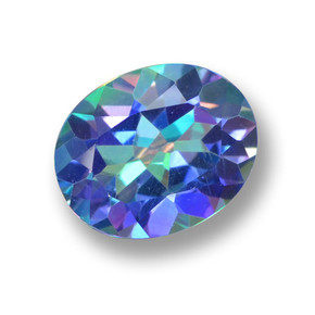 3.05 ct Multicolor Mystic Topaz Gemstone, Mystic Topaz Gem in Oval Facet Shape for Sale.
