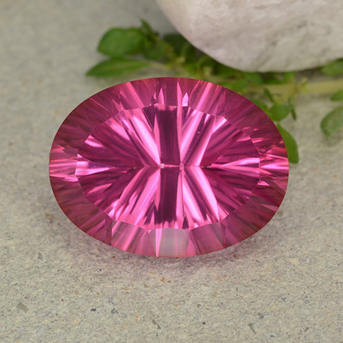 Dark Pink Mystic Topaz Gem - 10.2ct Oval Concave Cut (ID: 483019)
