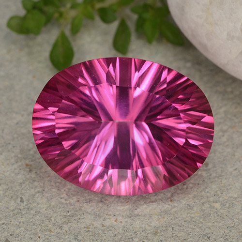 Dark Pink Mystic Topaz Gem - 10.5ct Oval Concave Cut (ID: 483033)