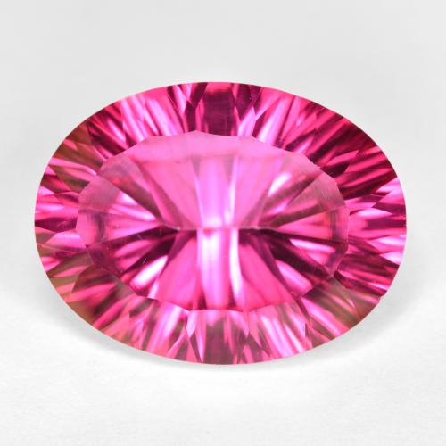 Rosado intenso Topacio Místico Gema - 9.6ct Corte Cóncavo y Óvalo (ID: 483039)