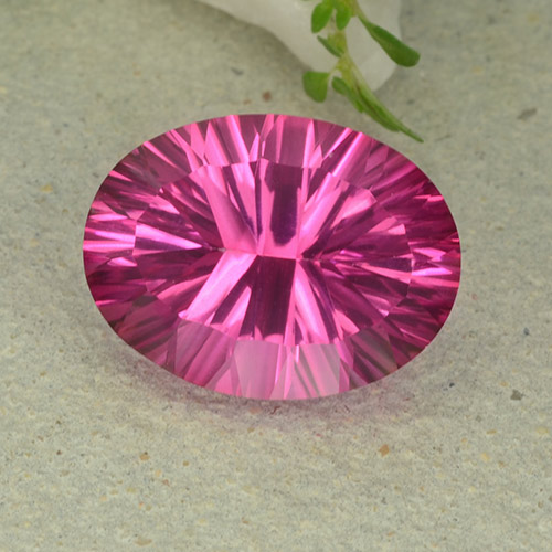 Dark Pink Mystik Topas Edelstein - 10.5ct Oval Konkavschliff (ID: 483040)