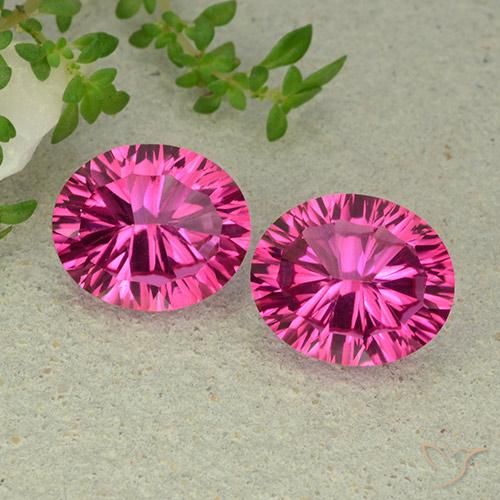 10.01 ct Pink Mystic Topaz, 11.9 x 10 mm Oval Concave Cut From Brazil, Photo A