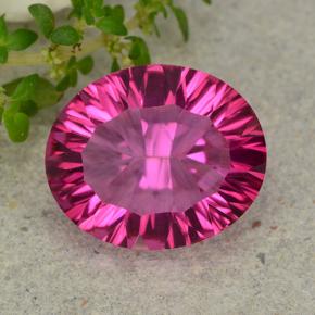 Rose foncé Topaze Mystique gemme - 5.2ct Ovale Concave (ID: 483070)