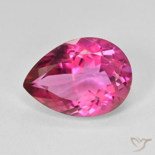 Topaze mystique rose de 6,14 ct, taille poire de 13,8 x 10 mm du Brésil, Photo A