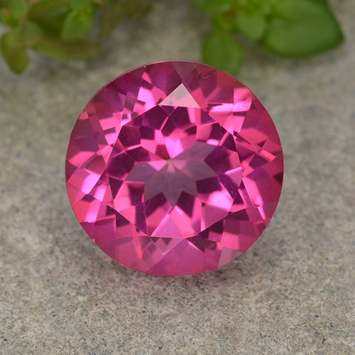 Dark Pink Мистический Топаз Камень - 4.6ct Круглая Фасетная Огранка (ID: 487533)