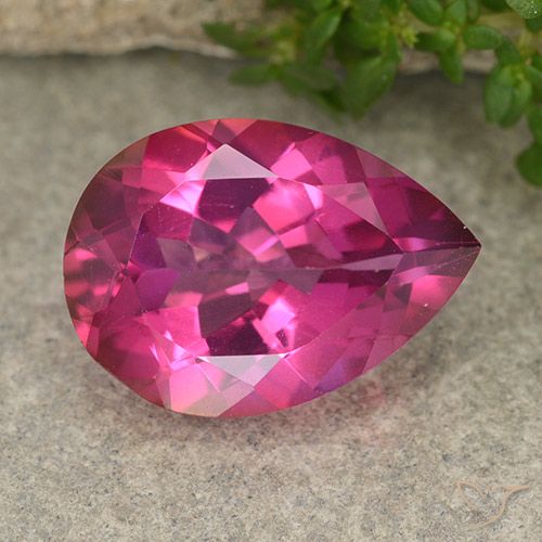 6,21 ct rosa Mystic Topas, 14,1 x 10,1 mm Birnenschliff aus Brasilien, Photo A