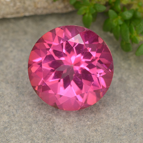 Medium-Dark Pink Mystic Topaz Gem - 4.5ct Round Facet (ID: 487970)