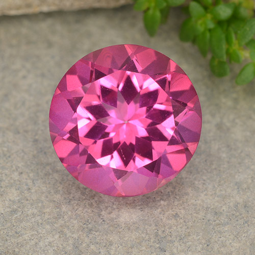 Medium-Dark Pink Mystic Topaz Gem - 4.1ct Round Facet (ID: 487974)