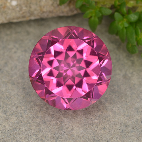 Dark Pink Mystic Topaz Gem - 4.6ct Round Facet (ID: 487976)