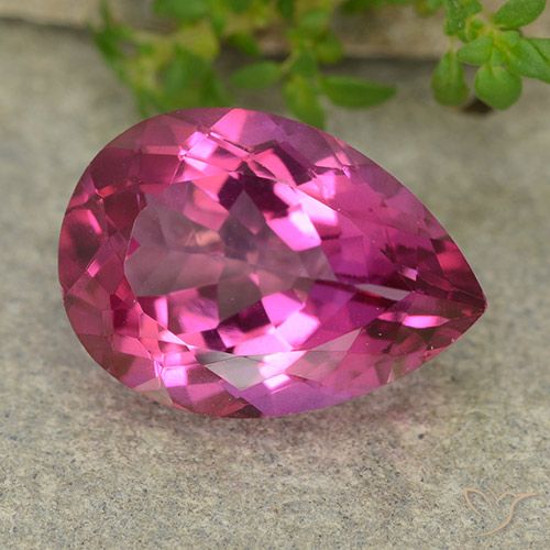 6.7 ct Pink Mystic Topaz, 14.1 x 10.1 mm Pear Cut From Brazil, Photo A