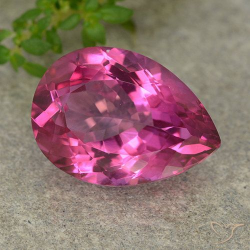 7 ct Pink Mystic Topaz, 14.1 x 10.1 mm Pear Cut From Brazil, Photo A