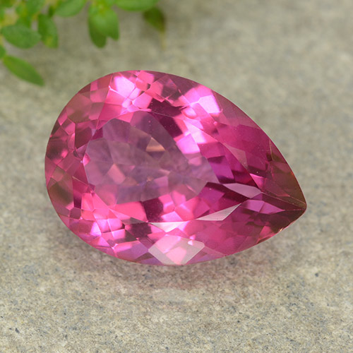 Medium-Dark Pink Mystic Topaz Gem - 6.5ct Pear Facet (ID: 488175)