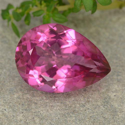 Dark Pink Mystic Topaz Gem - 6.2ct Pear Facet (ID: 488179)