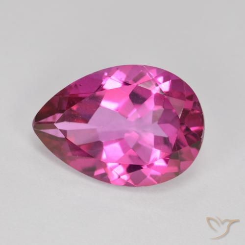 Topaze mystique rose de 5,75 ct, taille poire de 13,9 x 9,8 mm du Brésil, Photo A