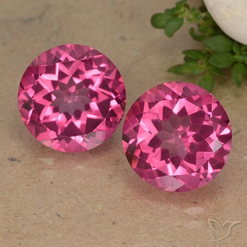 2 pezzi Topazio mistico taglio rotondo abbinati di dimensioni 10mm, peso 8,76 ct totali / media. 4,38 ct ciascuno, Rosa scuro in purezza VVS-VS, pietra preziosa naturale , durezza Mohs 8 - 8 adatto per gioielli da indossare ogni giorno, Photo A