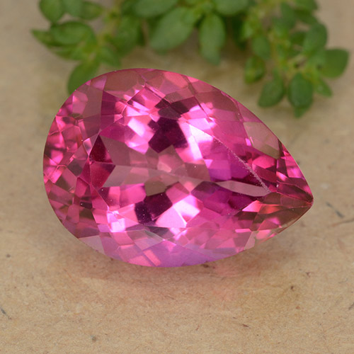 14,1 x 10,1mm birnenschliff rosa Mystik Topas aus Brasilien, Gewicht 7,24 ct, 1 Stück Mystik Topas - Farbe: Dunkelpink, natürlicher Edelstein in VVS-VS Reinheit, Mohs-Härte von 8 Geeignet für den täglichen Gebrauch im Schmuck, Photo A