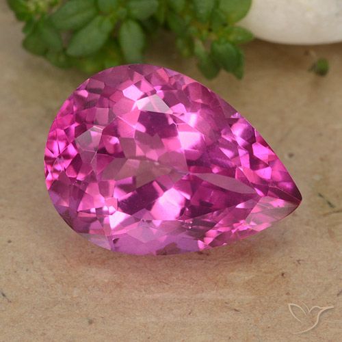 Medium-Dark Pink Mystic Topaz Gem - 6.8ct Pear Facet (ID: 488303)