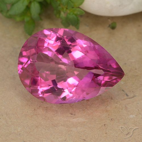 6.42 ct Pink Mystic Topaz, 14.1 x 9.9 mm Pear Cut From Brazil, Photo A