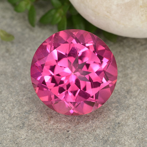 Deep Magenta Mystik Topas Edelstein - 4.3ct Rund Facettenschliff (ID: 488377)