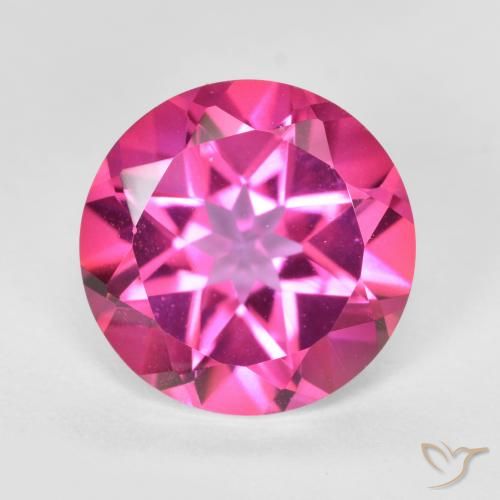 Topaze mystique rose de 4,13 ct, coupe ronde de 10,1 mm du Brésil, Photo A