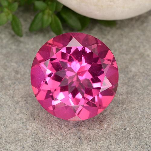 Rosado oscuro medio Topacio Místico Gema - 4ct Faceta Redonda (ID: 488391)