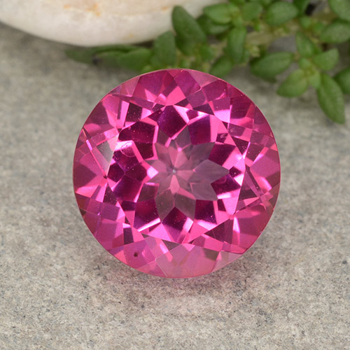 Rosado intenso Topacio Místico Gema - 4.4ct Faceta Redonda (ID: 488396)