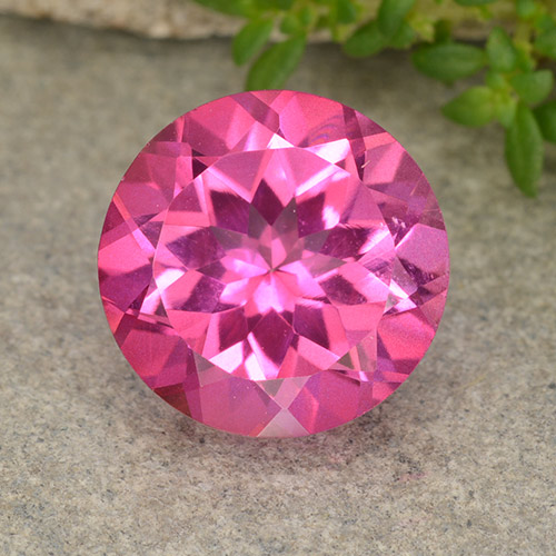 Topaze Mystique Rose Tour 9,8mm du Brésil, poids de 3,99 ct, pierre gemme naturelle Recouvert de pureté vvs-vs, 1 pièce Topaze Mystique round facet, couleur : Magenta profond, dureté de Mohs de 8 convient aux bijoux de tous les jours, pierre de sagesse, Photo A