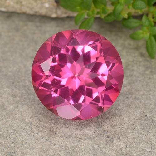 Medium-Dark Pink Mystic Topaz Gem - 4.2ct Round Facet (ID: 488402)