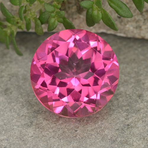 Medium-Dark Pink Мистический Топаз Камень - 4.7ct Круглая Фасетная Огранка (ID: 488412)