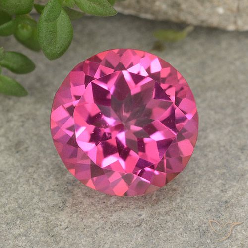 Topacio Místico Rosa Circular de 10mm de Brasil, peso de 4.1 ct, piedra preciosa natural Recubierta en vvs-vs Clarity, Topacio Místico Faceta Redonda de 1 pieza - Color: Rosado oscuro medio, dureza Mohs de 8 - 8 Adecuado para joyas de uso diario, Photo A