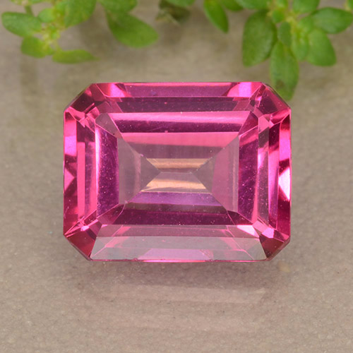 pink Mystik Topas Edelstein - 3.9ct Octagon Stufenschliff (ID: 489530)