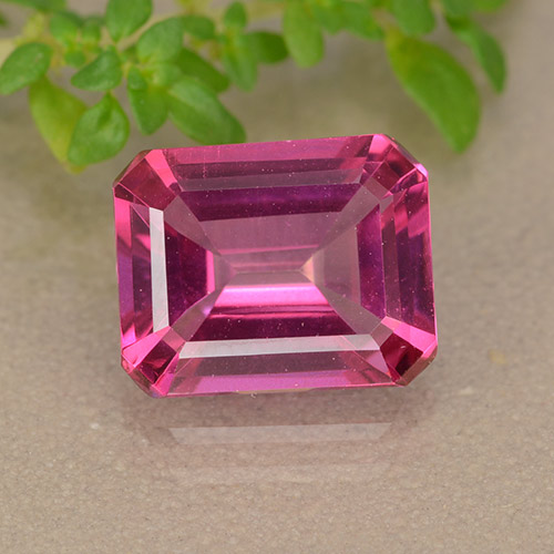 Medium-Dark Pink Mystik Topas Edelstein - 3.6ct Octagon Stufenschliff (ID: 489539)