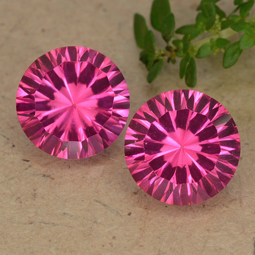 Dark Pink Mystic Topaz Gem - 4.3ct Round Concave Cut (ID: 489761)